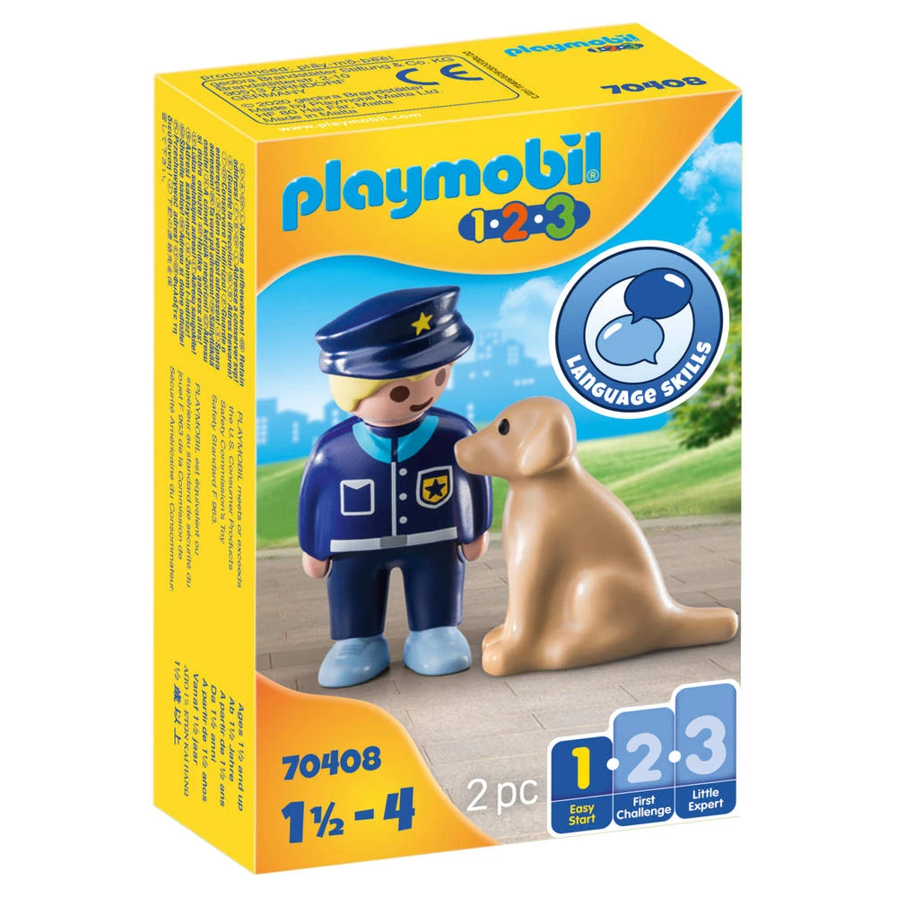 PLAYMOBIL 1.2.3 Politieman Met Hond 70408