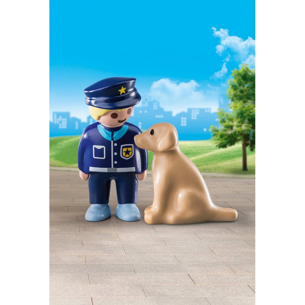 PLAYMOBIL 1.2.3 Politieman Met Hond 70408 - Afbeelding 2