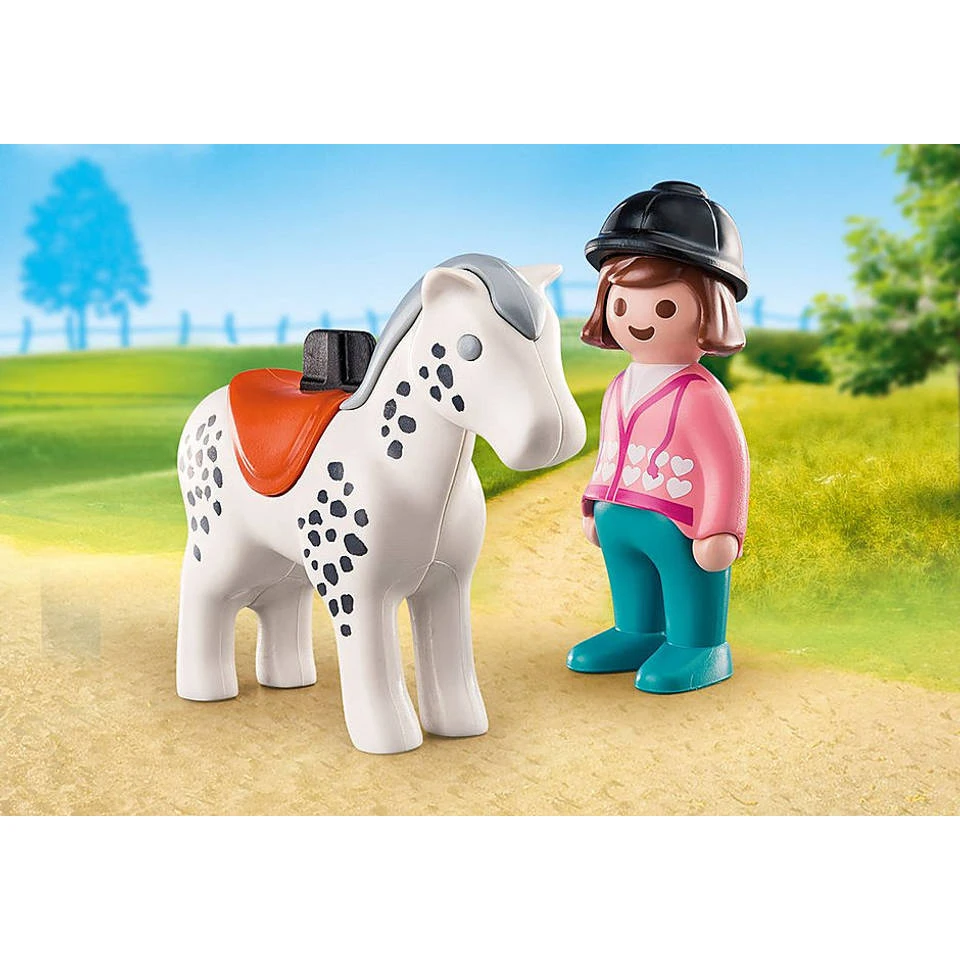 PLAYMOBIL 1.2.3 Ruiter Met Paard 70404 - Afbeelding 2
