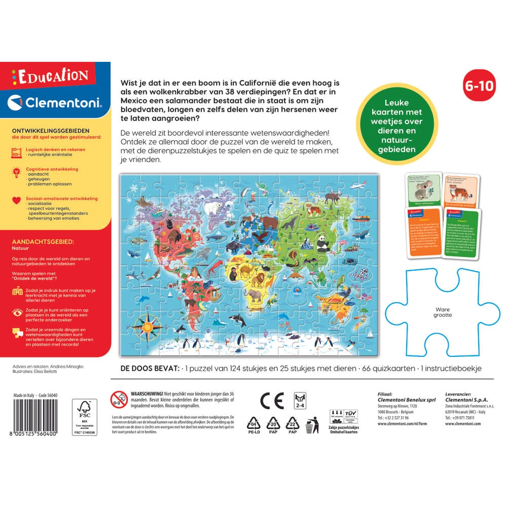Clementoni Ontdek De Wereld Legpuzzel - 124 Stukjes - Afbeelding 4